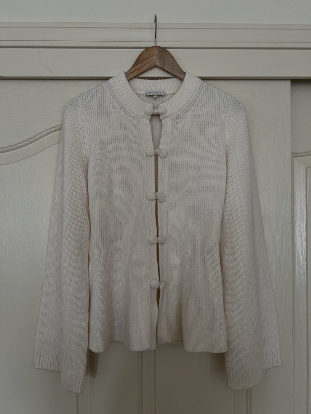 Rebecca Taylor Novelty Wool Peplum Cardi Cream Size M - Picture 2 of 4